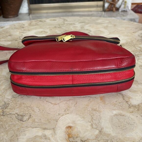 FOSSIL Preston Red Leather Expandable Crossbody Shoulder Bag - Picture 6 of 15